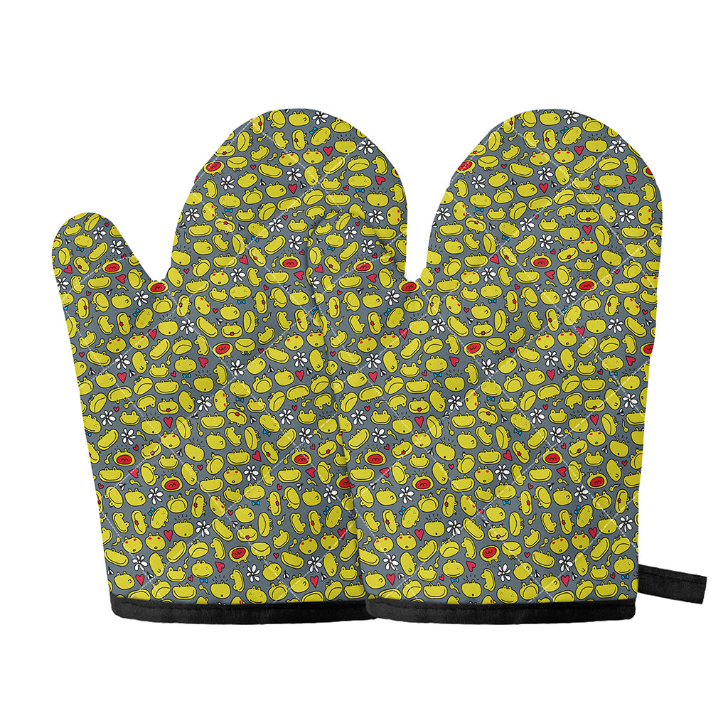 Frog Faces Pattern Print Oven Mitts