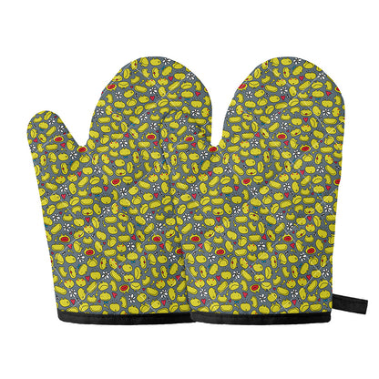 Frog Faces Pattern Print Oven Mitts