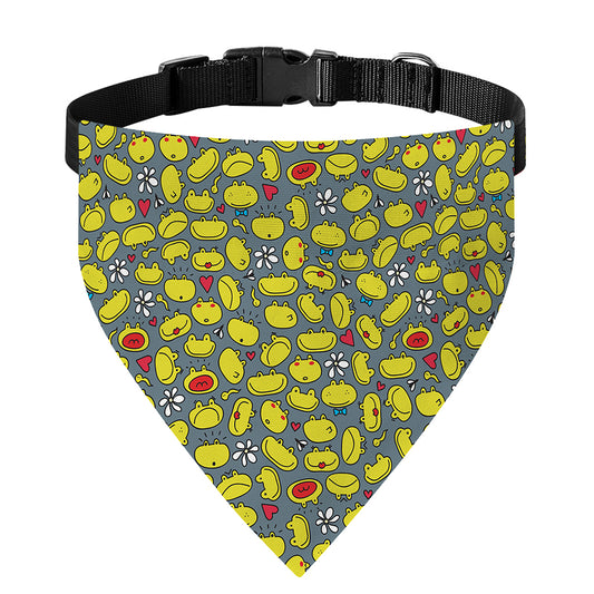 Frog Faces Pattern Print Over The Collar Dog Bandana