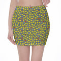 Frog Faces Pattern Print Pencil Mini Skirt