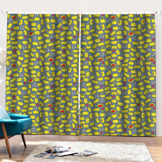 Frog Faces Pattern Print Pencil Pleat Curtains