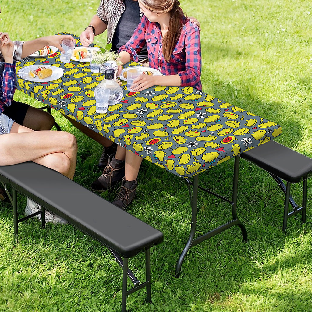 Frog Faces Pattern Print Picnic Table Cover