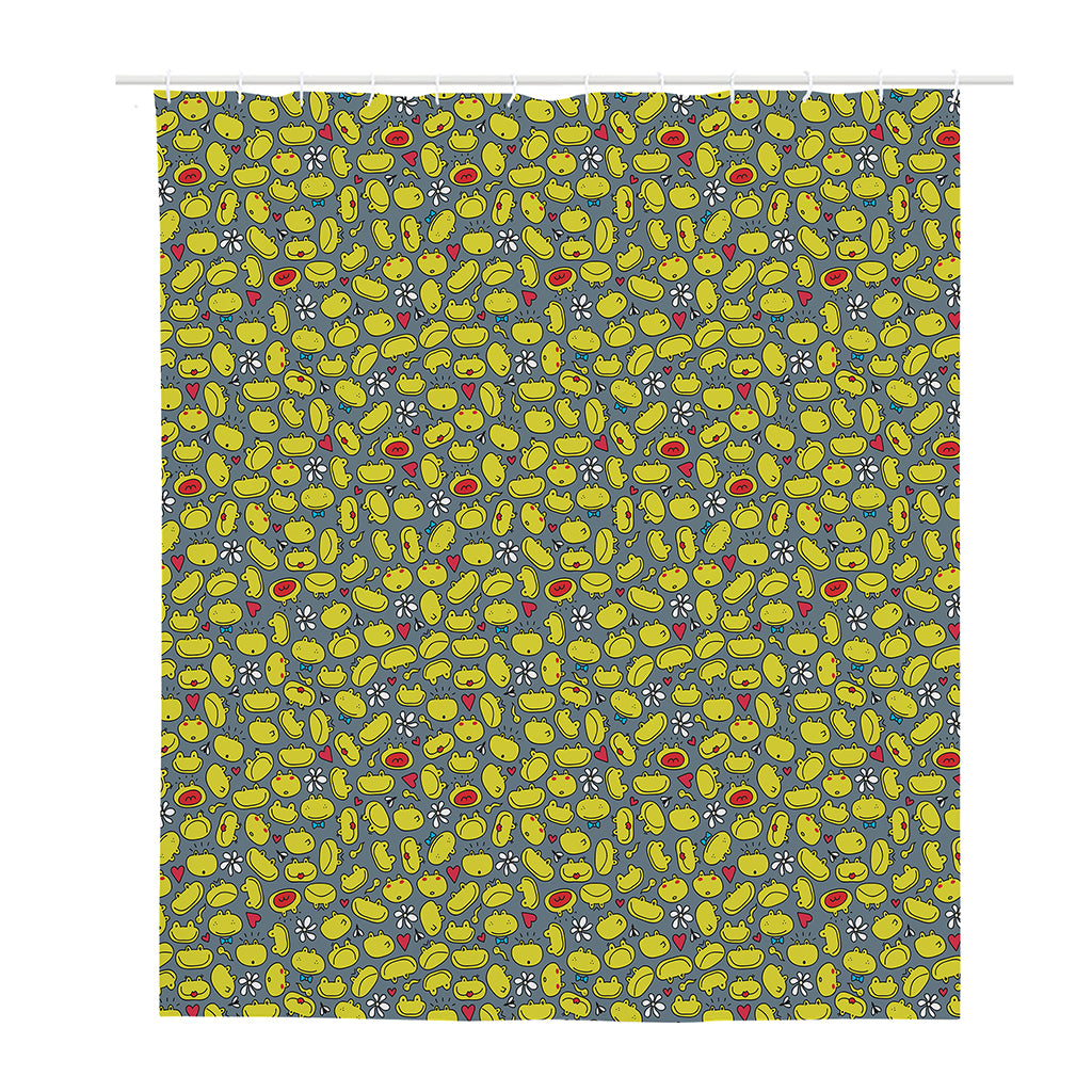 Frog Faces Pattern Print Polyester Shower Curtain