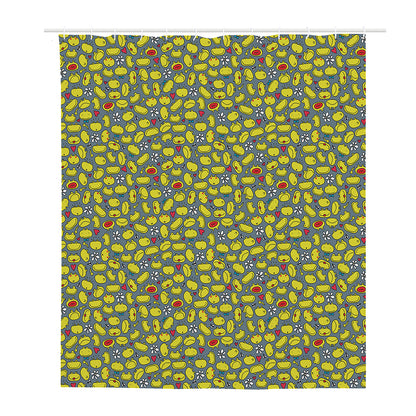 Frog Faces Pattern Print Polyester Shower Curtain