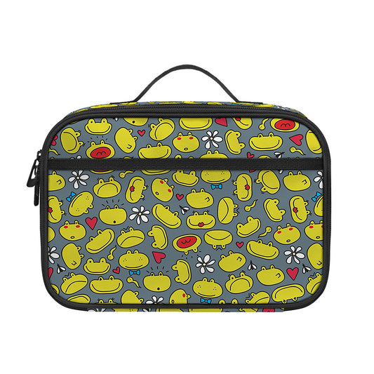 Frog Faces Pattern Print Portable Lunch Bag