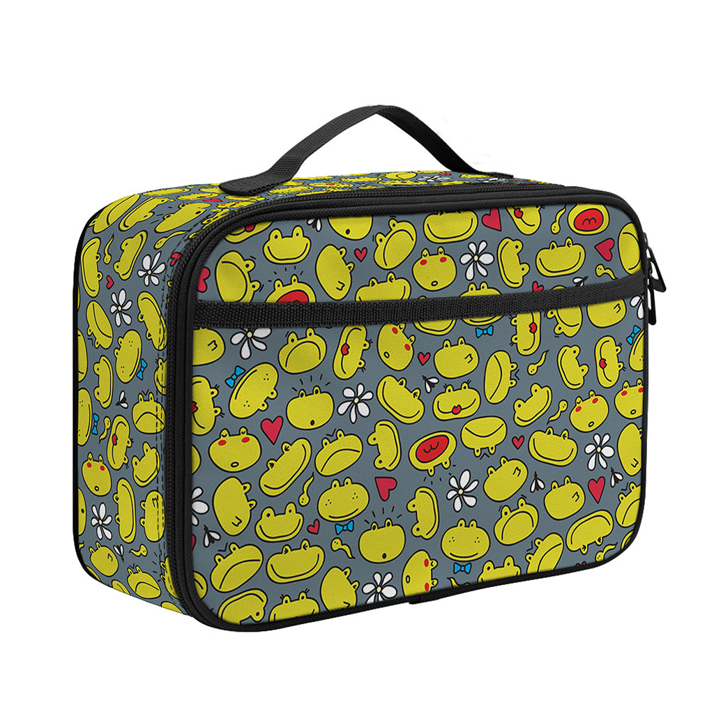 Frog Faces Pattern Print Portable Lunch Bag