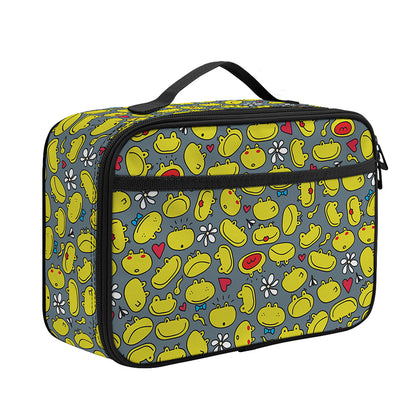 Frog Faces Pattern Print Portable Lunch Bag