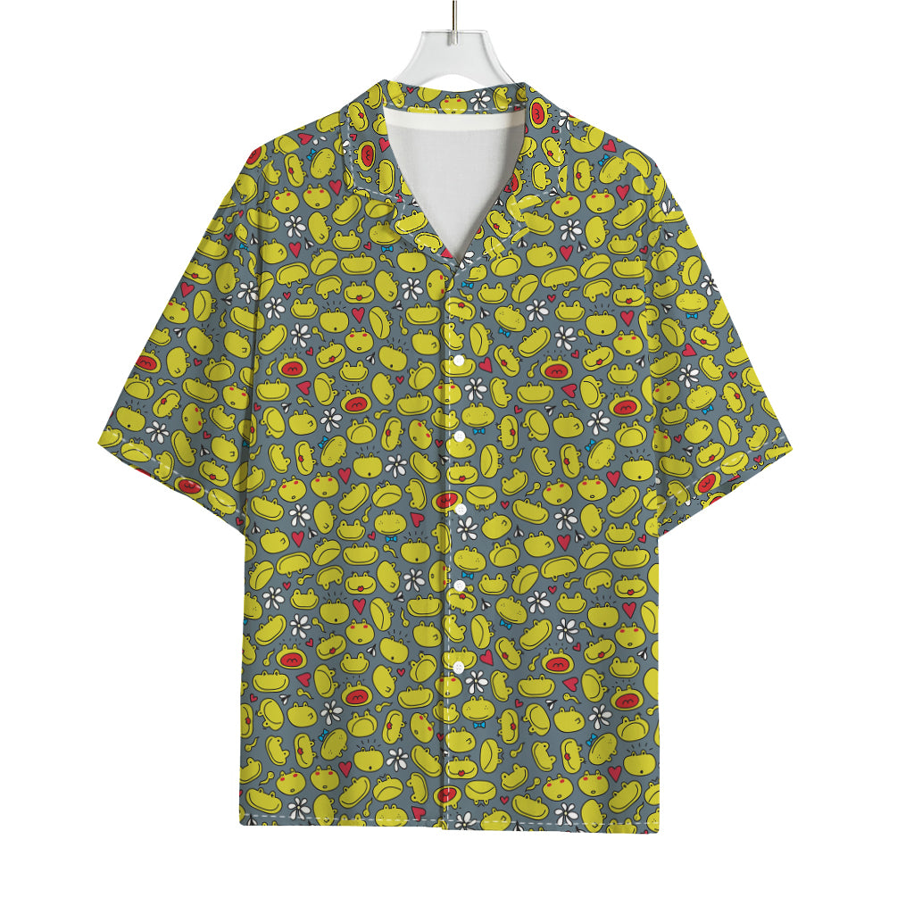 Frog Faces Pattern Print Rayon Hawaiian Shirt