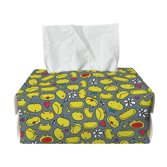 Frog Faces Pattern Print Rectangle Tissue Box Cover