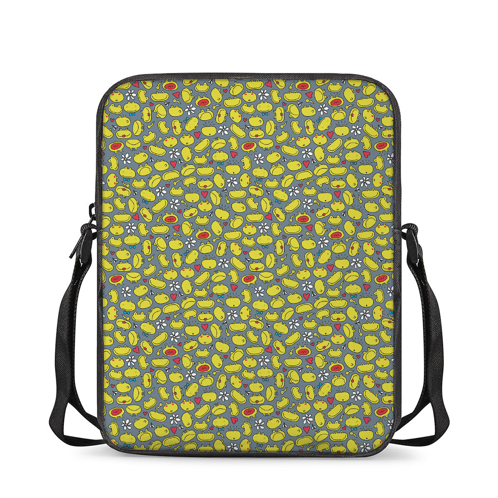 Frog Faces Pattern Print Rectangular Crossbody Bag