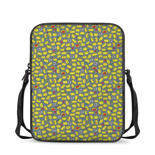 Frog Faces Pattern Print Rectangular Crossbody Bag