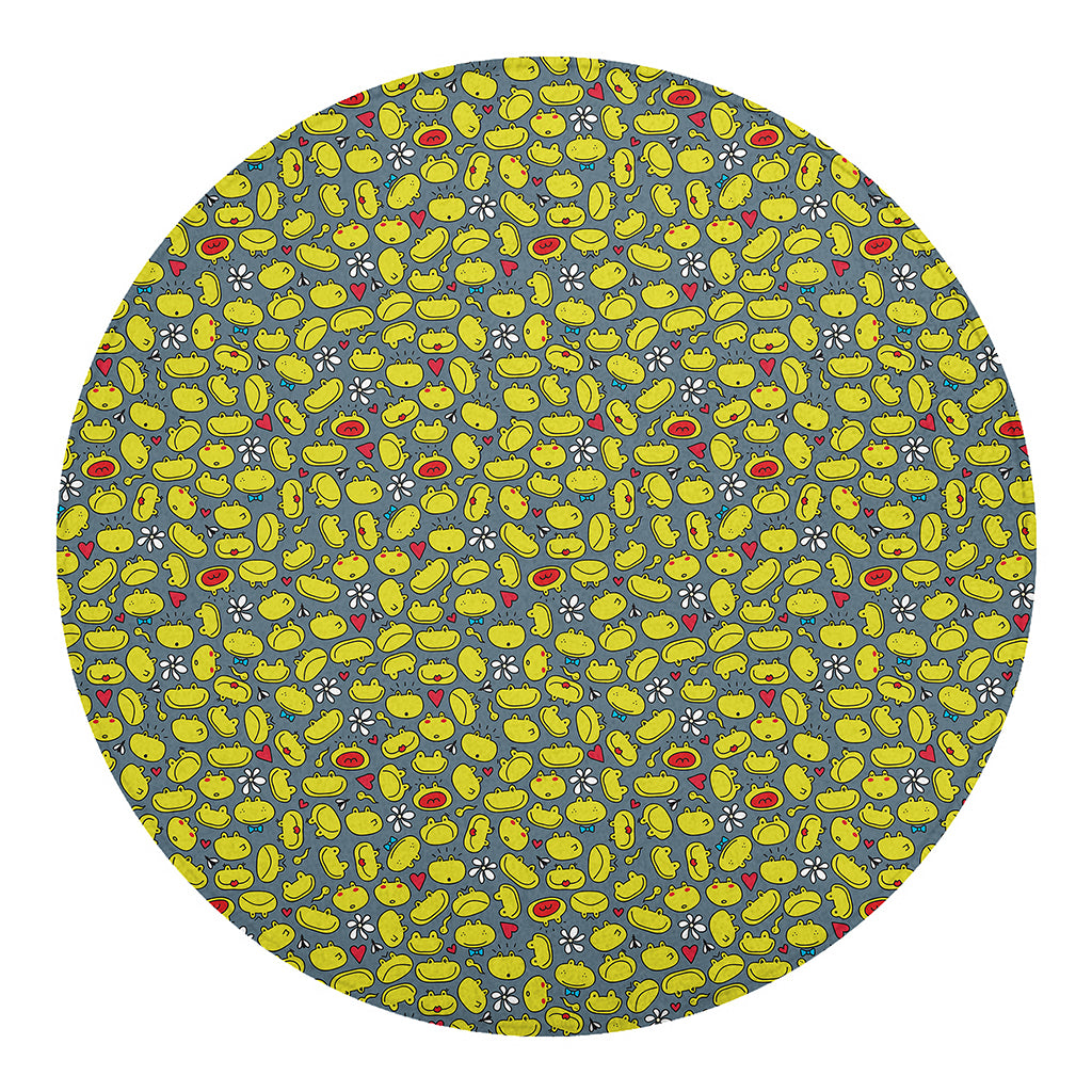 Frog Faces Pattern Print Round Blanket