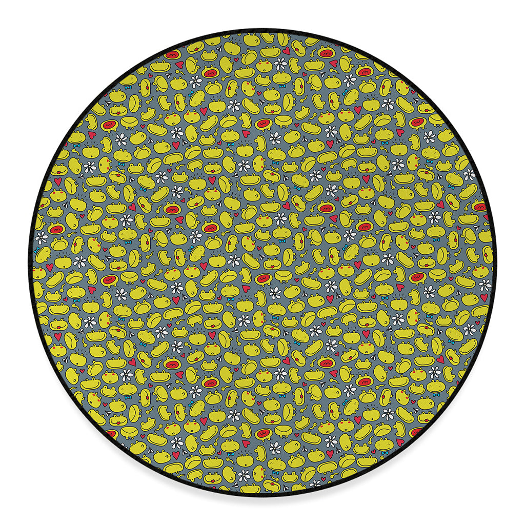 Frog Faces Pattern Print Round Floor Mat