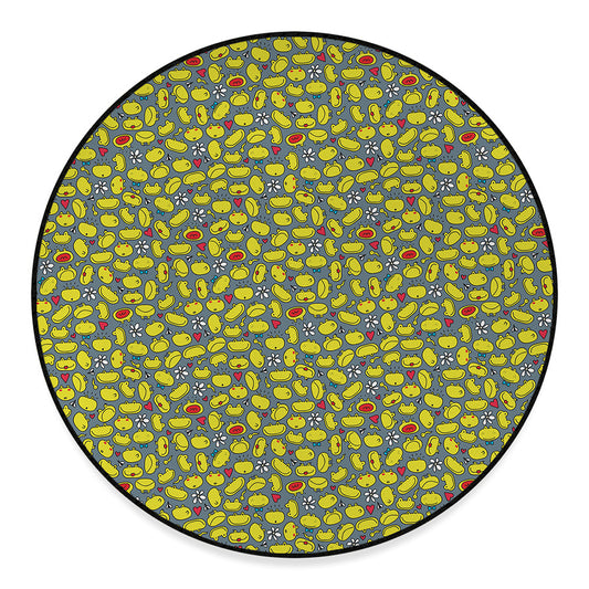 Frog Faces Pattern Print Round Floor Mat