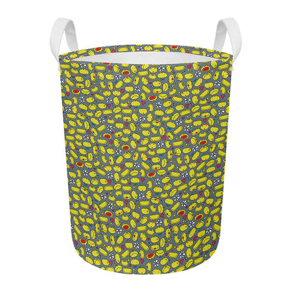 Frog Faces Pattern Print Round Laundry Basket