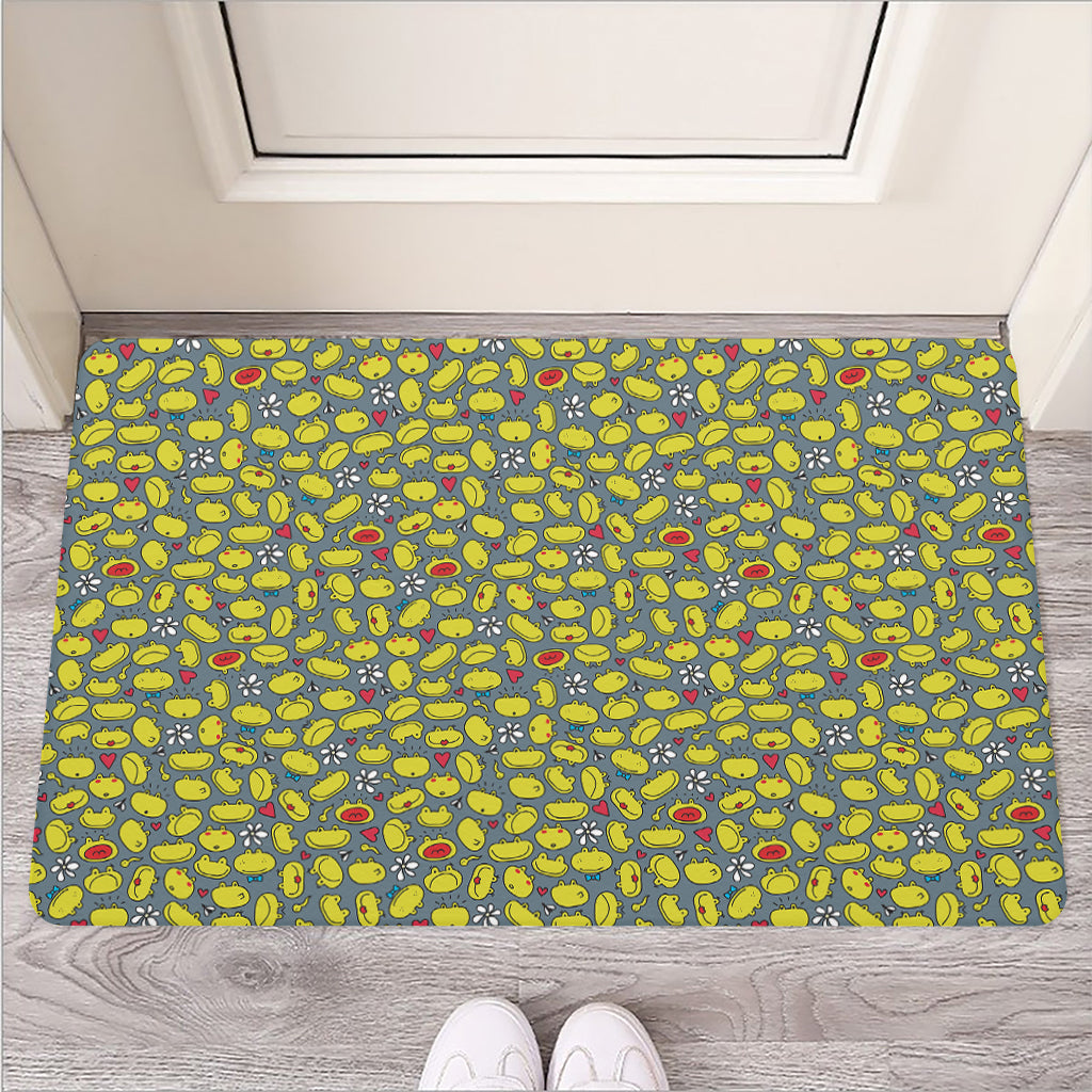 Frog Faces Pattern Print Rubber Doormat