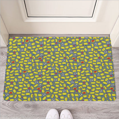 Frog Faces Pattern Print Rubber Doormat
