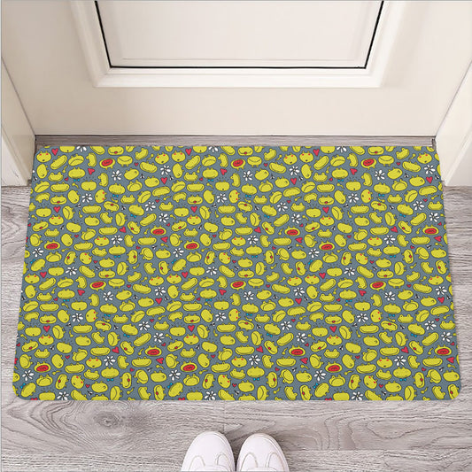 Frog Faces Pattern Print Rubber Doormat