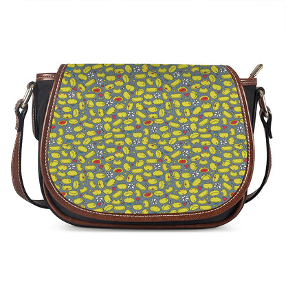 Frog Faces Pattern Print Saddle Bag