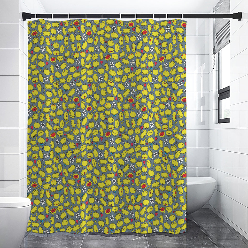 Frog Faces Pattern Print Shower Curtain