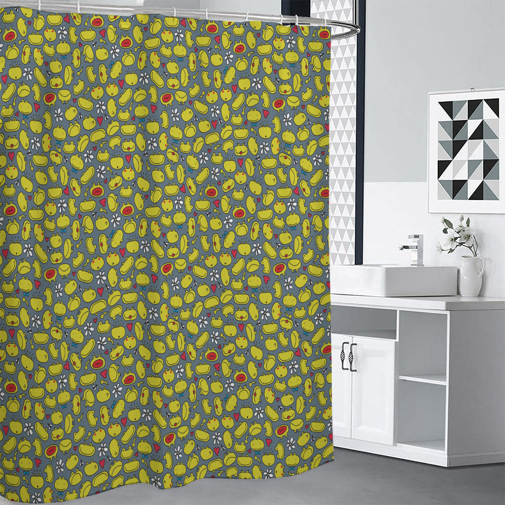 Frog Faces Pattern Print Shower Curtain