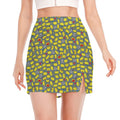 Frog Faces Pattern Print Side Slit Mini Skirt
