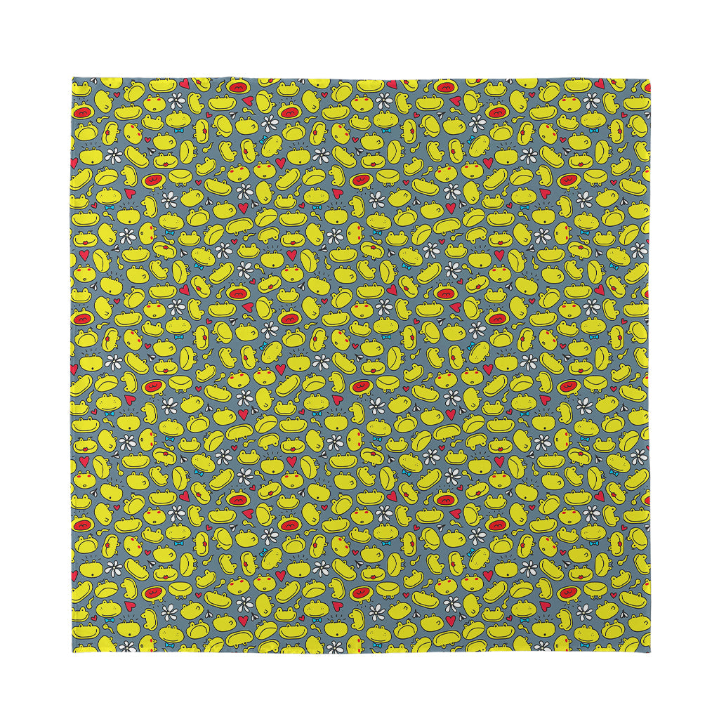 Frog Faces Pattern Print Silk Bandana