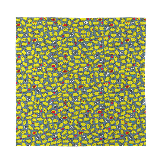Frog Faces Pattern Print Silk Bandana