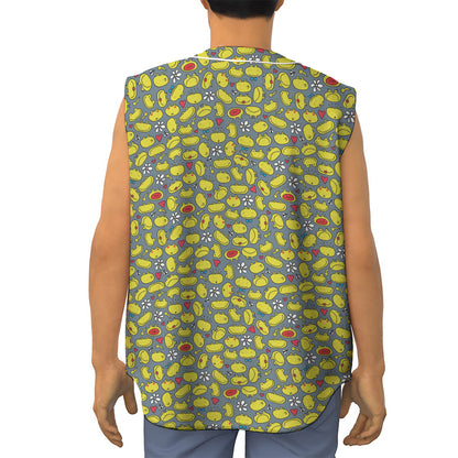 Frog Faces Pattern Print Sleeveless Baseball Jersey