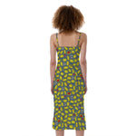 Frog Faces Pattern Print Slim Fit Midi Cami Dress