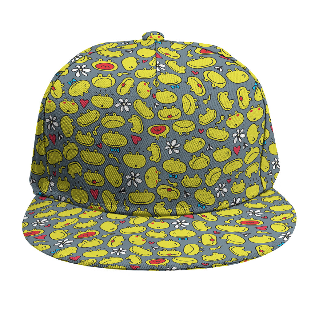Frog Faces Pattern Print Snapback Cap