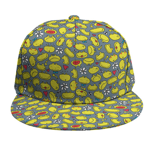 Frog Faces Pattern Print Snapback Cap