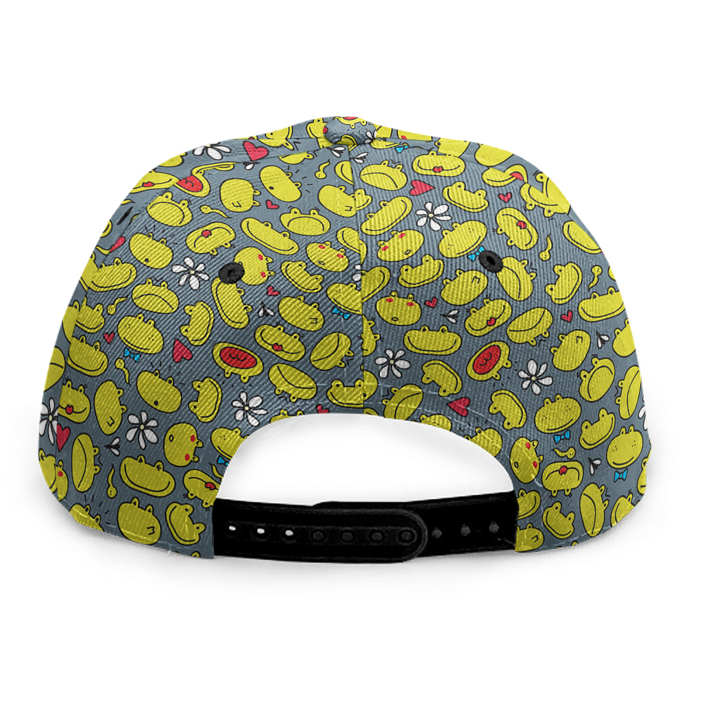 Frog Faces Pattern Print Snapback Cap