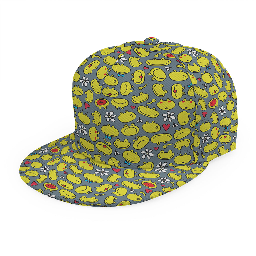 Frog Faces Pattern Print Snapback Cap
