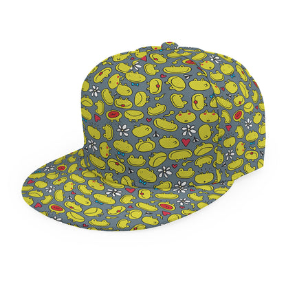Frog Faces Pattern Print Snapback Cap