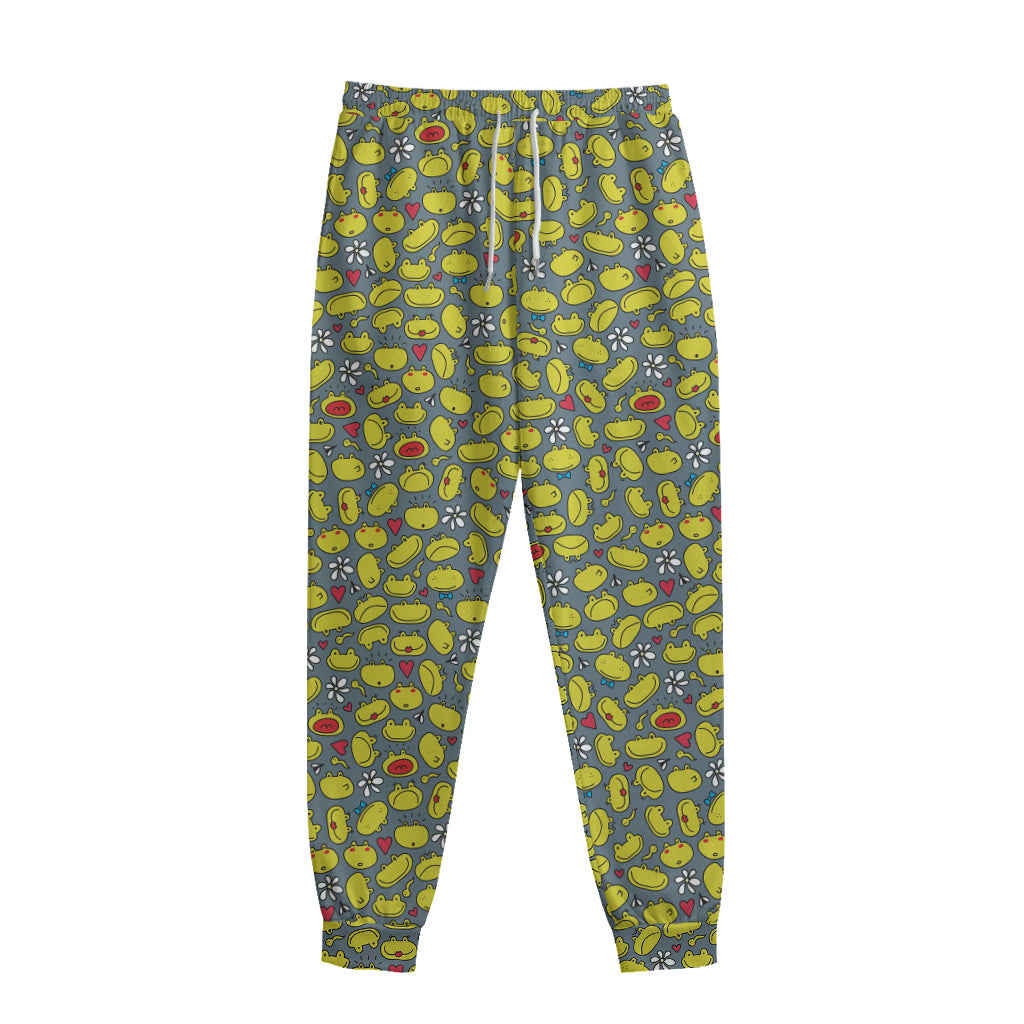 Frog Faces Pattern Print Sweatpants