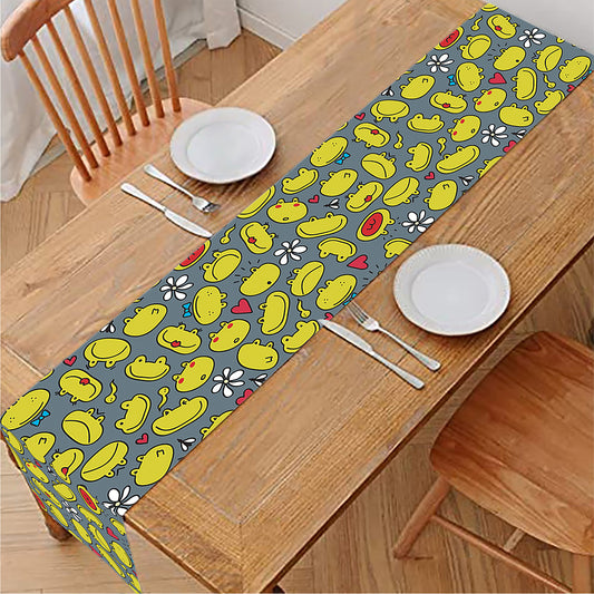 Frog Faces Pattern Print Table Runner