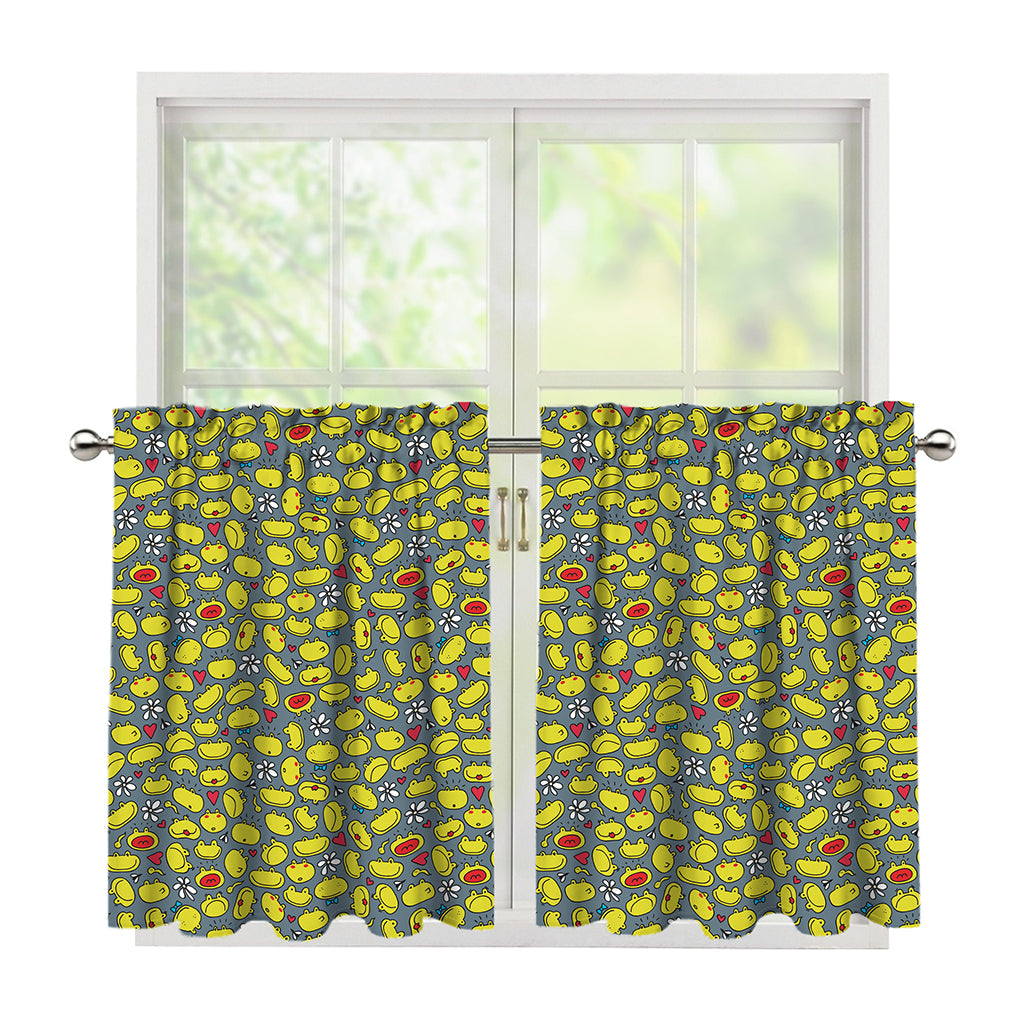 Frog Faces Pattern Print Tier Curtains