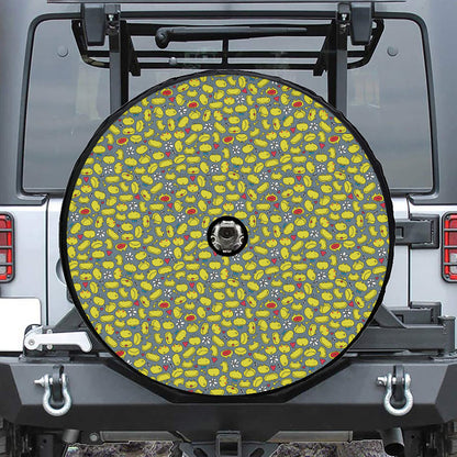 Frog Faces Pattern Print Tire Cover With Camera Hole