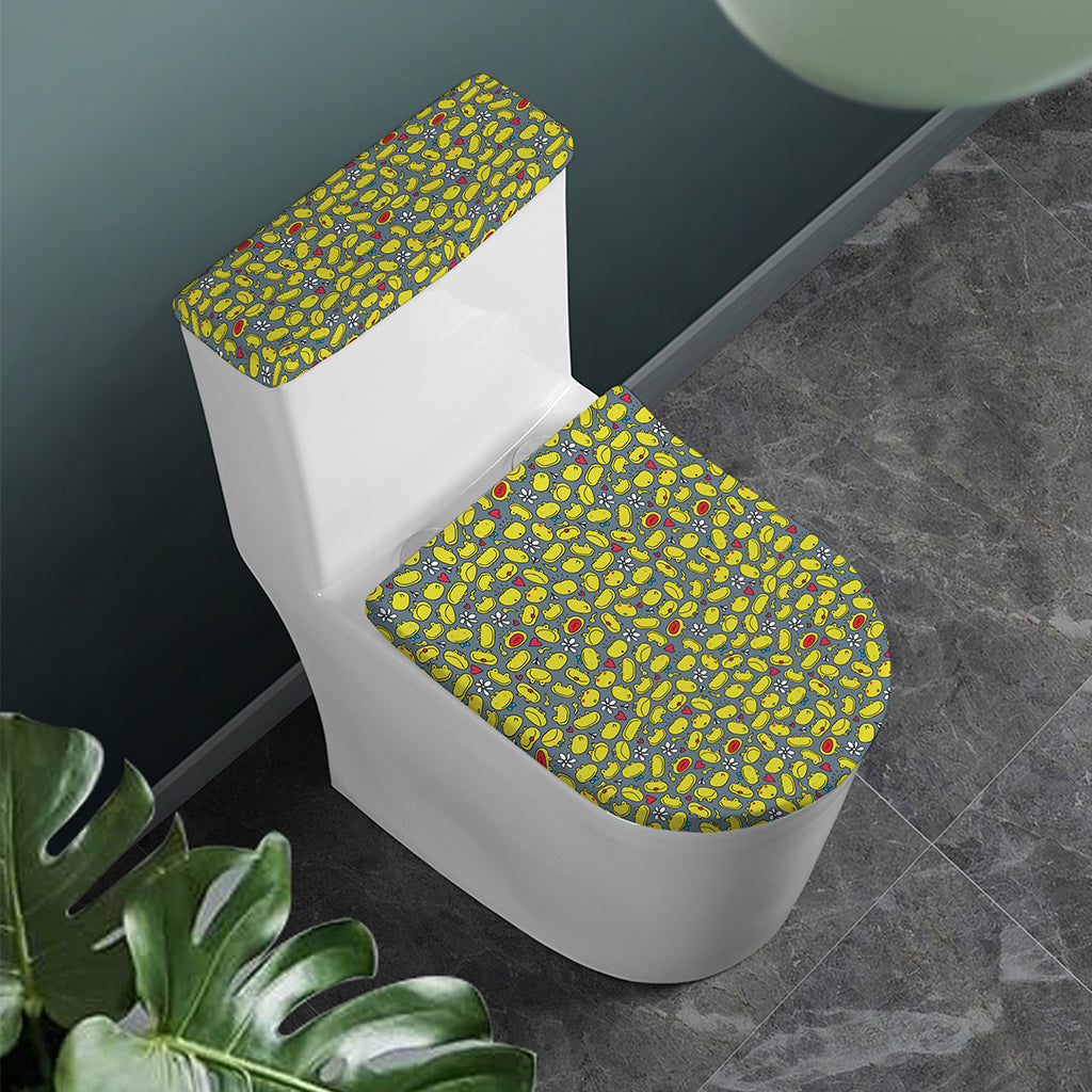 Frog Faces Pattern Print Toilet Lid And Tank Cover Set