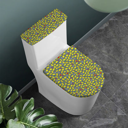 Frog Faces Pattern Print Toilet Lid And Tank Cover Set