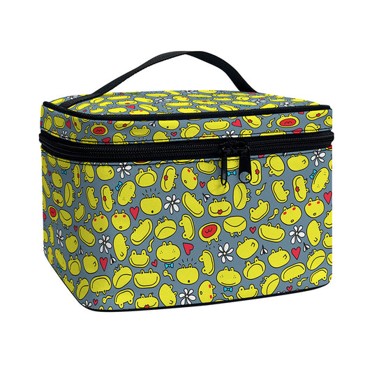 Frog Faces Pattern Print Travel Makeup Bag