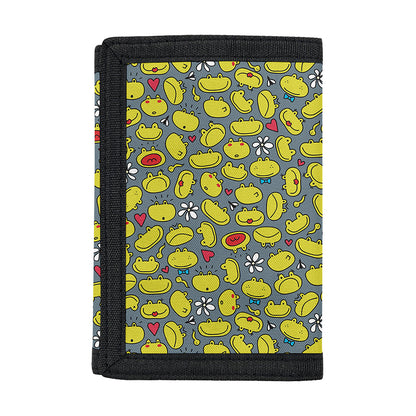 Frog Faces Pattern Print Trifold Wallet