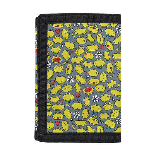 Frog Faces Pattern Print Trifold Wallet