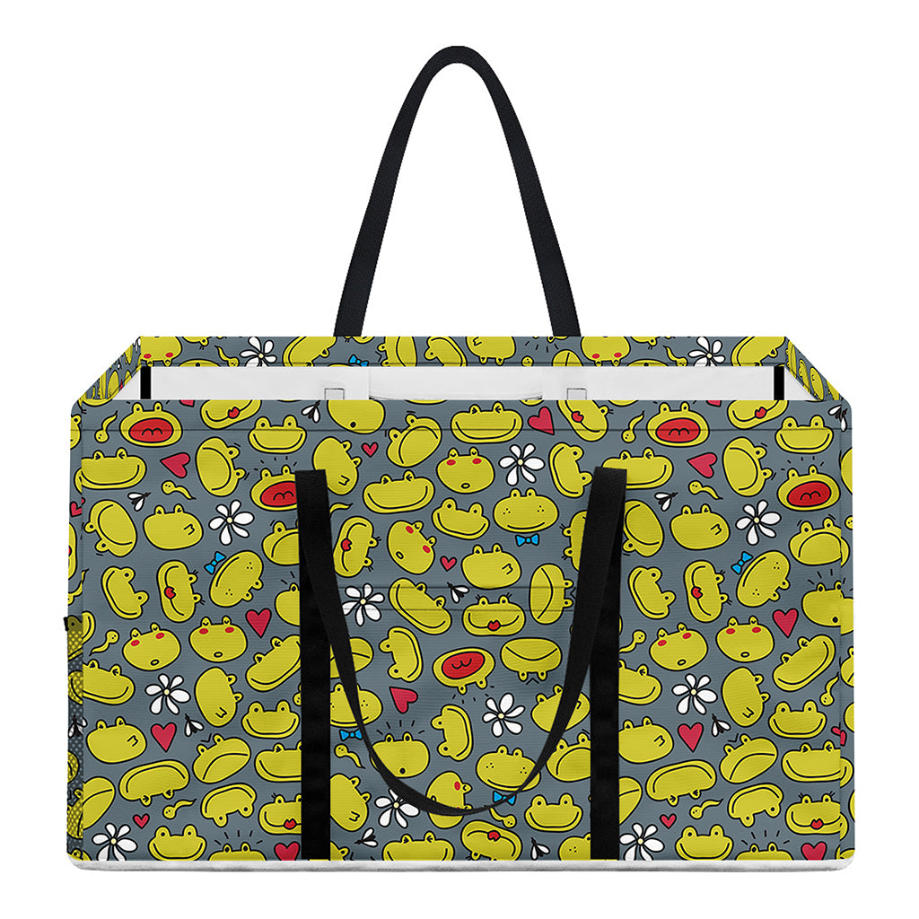 Frog Faces Pattern Print Utility Tote Bag
