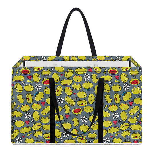 Frog Faces Pattern Print Utility Tote Bag
