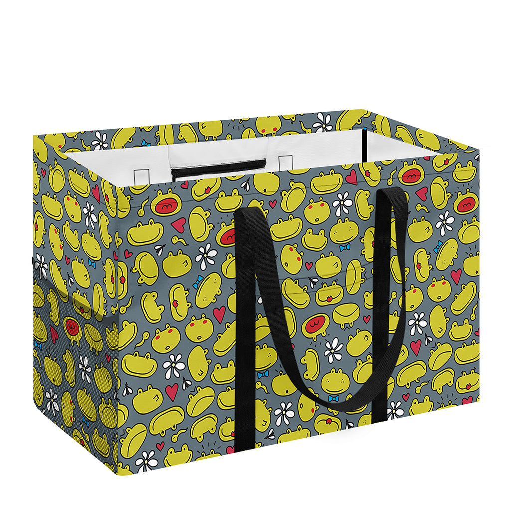 Frog Faces Pattern Print Utility Tote Bag