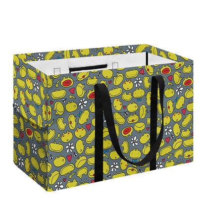Frog Faces Pattern Print Utility Tote Bag