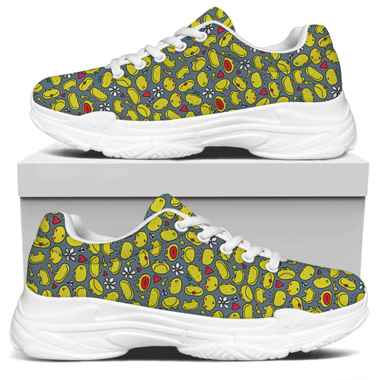 Frog Faces Pattern Print White Chunky Shoes