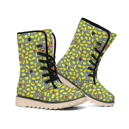 Frog Faces Pattern Print Winter Boots
